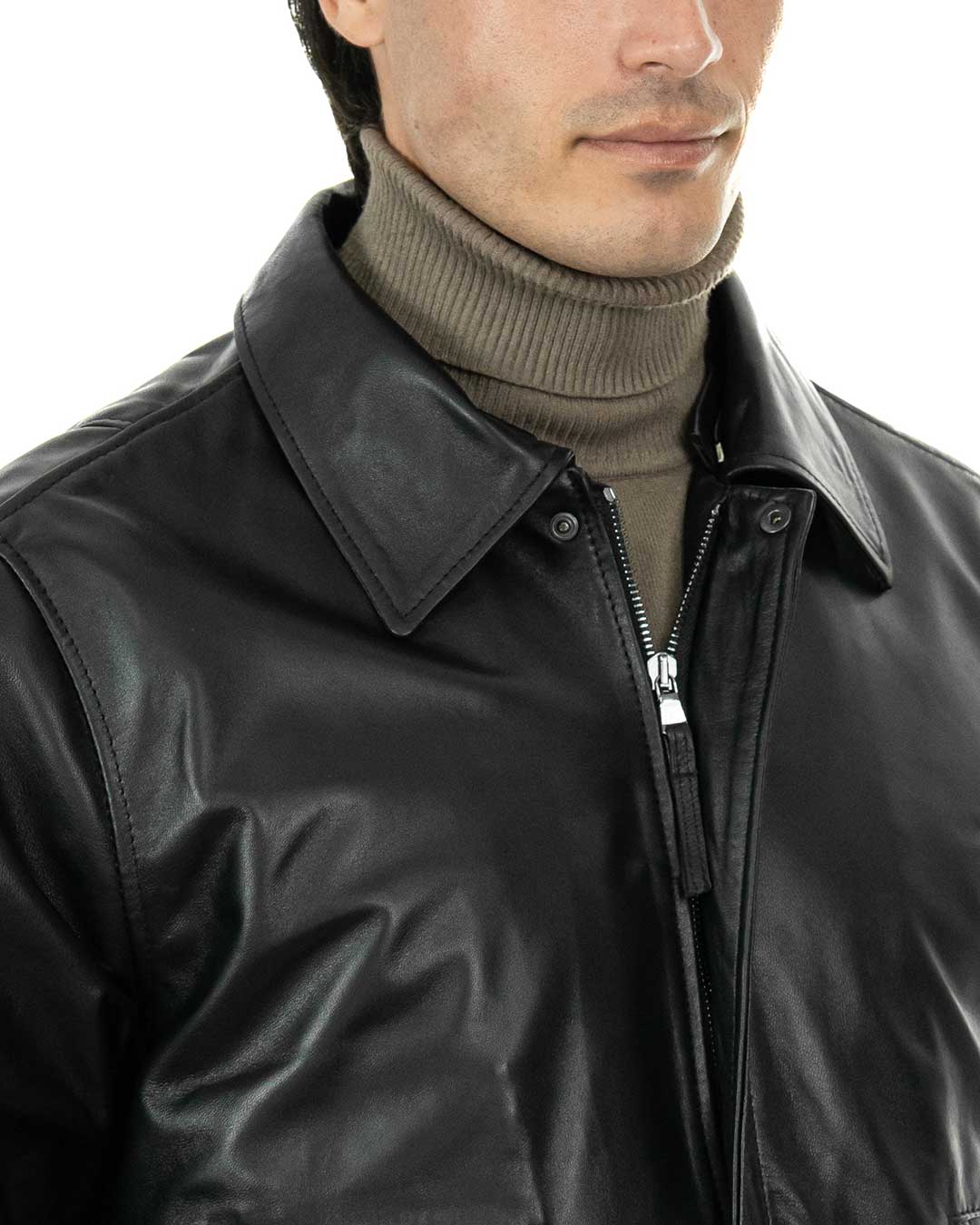 MAVERICK Giubbotto Aviatore Top Gun da uomo in vera pelle nero