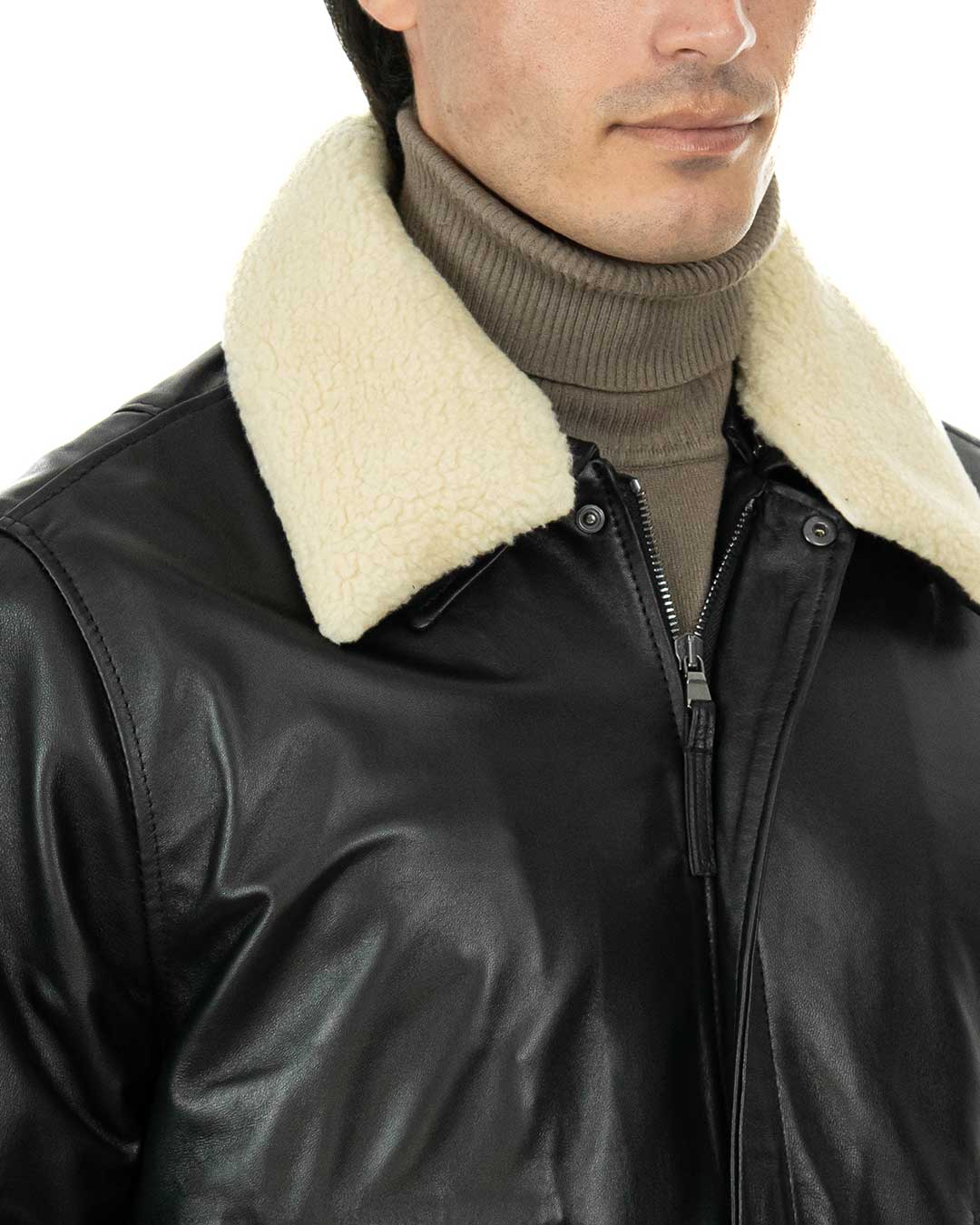 MAVERICK SH Giubbotto Aviatore Top Gun da uomo in vera pelle nero