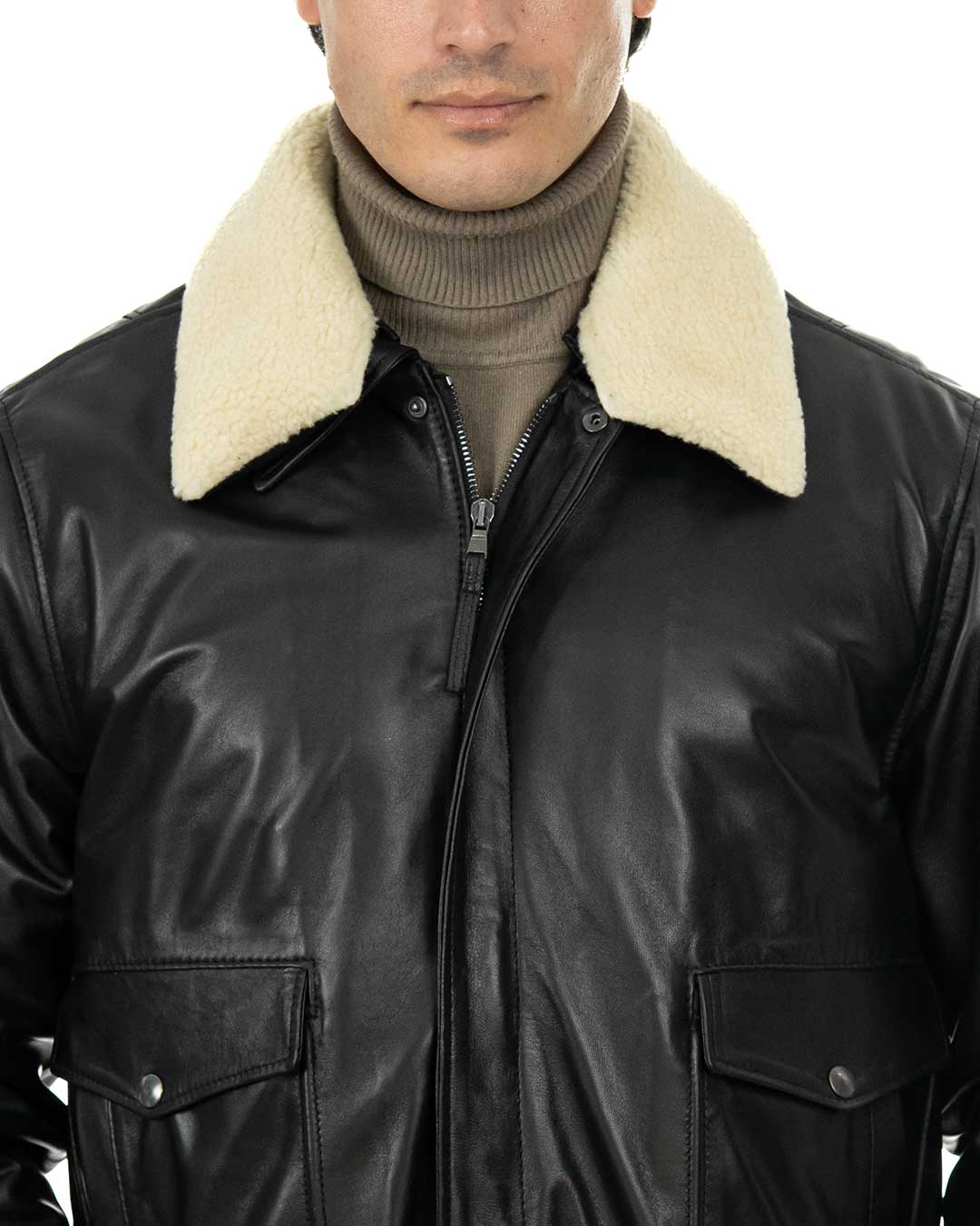 MAVERICK SH Giubbotto Aviatore Top Gun da uomo in vera pelle nero
