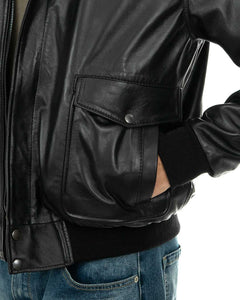 MAVERICK Giubbotto Aviatore Top Gun da uomo in vera pelle nero