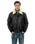 Giubbotto Aviatore Top Gun da uomo in vera pelle nero
