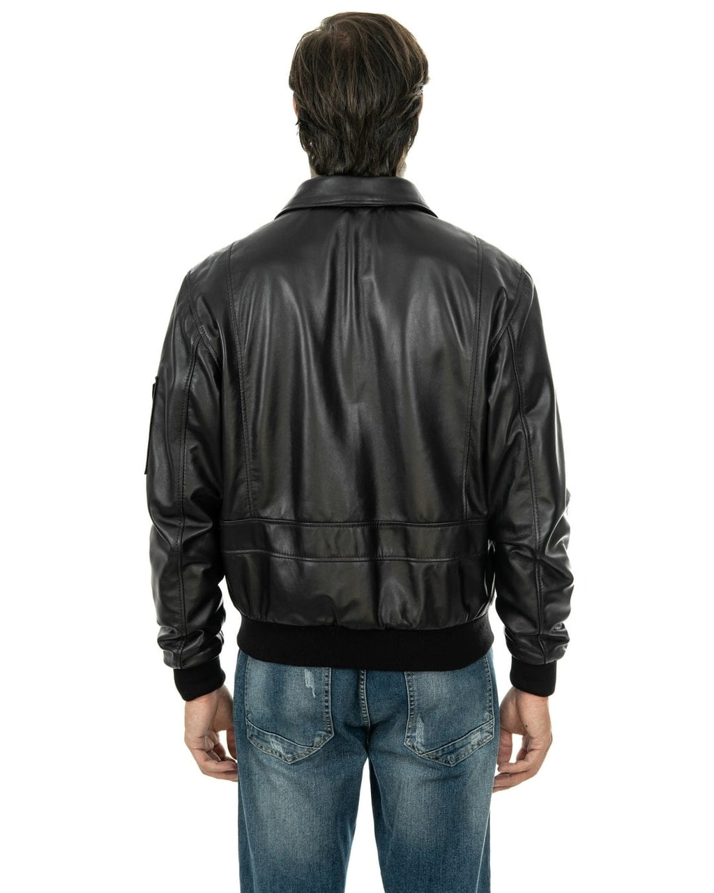 MAVERICK Giubbotto Aviatore Top Gun da uomo in vera pelle nero