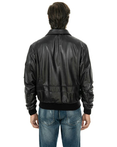 MAVERICK Giubbotto Aviatore Top Gun da uomo in vera pelle nero