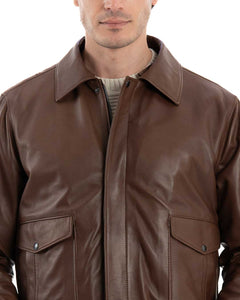 MAVERICK Giubbotto Aviatore Top Gun da uomo in vera pelle cuoio effetto tamponato