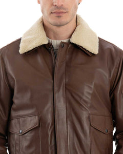 MAVERICK SH Giubbotto Aviatore Top Gun da uomo in vera pelle cuoio effetto tamponato