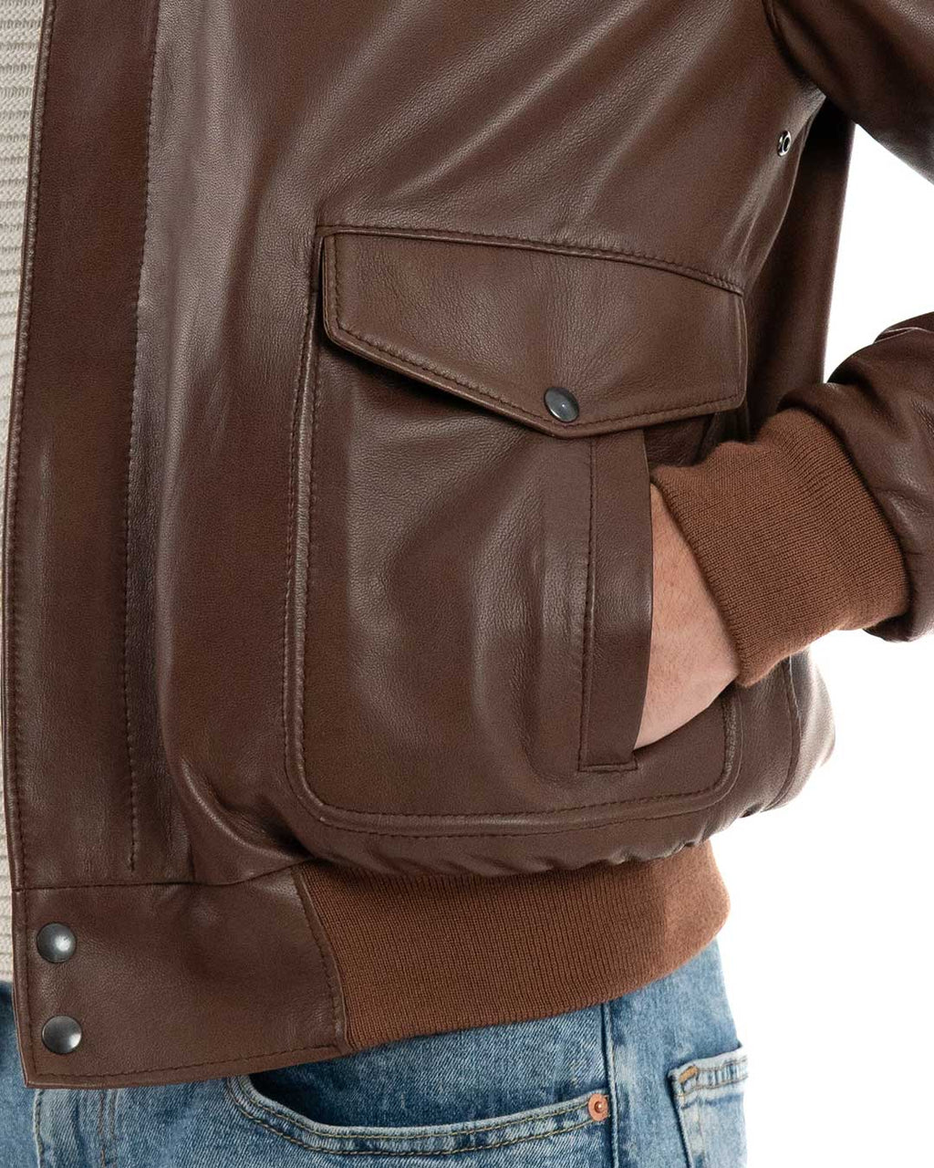 MAVERICK SH Giubbotto Aviatore Top Gun da uomo in vera pelle cuoio effetto tamponato