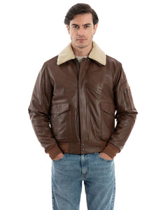 Giubbotto Aviatore Top Gun da uomo in vera pelle cuoio effetto tamponato