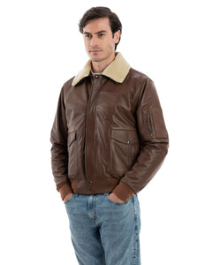 MAVERICK SH Giubbotto Aviatore Top Gun da uomo in vera pelle cuoio effetto tamponato