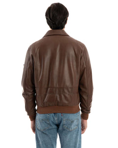 MAVERICK Giubbotto Aviatore Top Gun da uomo in vera pelle cuoio effetto tamponato