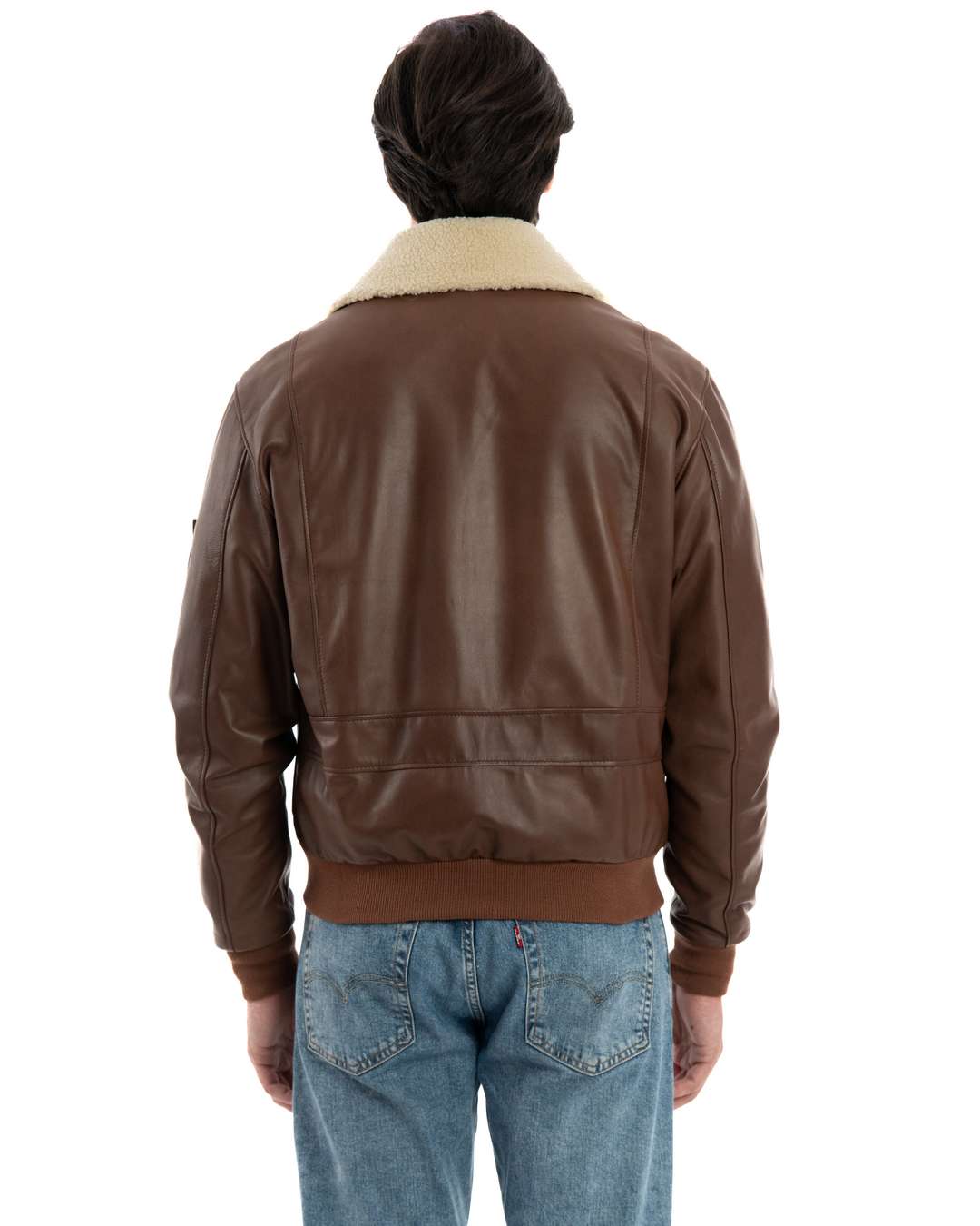MAVERICK SH Giubbotto Aviatore Top Gun da uomo in vera pelle cuoio effetto tamponato