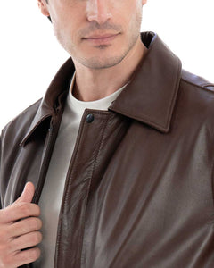 MAVERICK Giubbotto Aviatore Top Gun da uomo in vera pelle marrone effetto tamponato