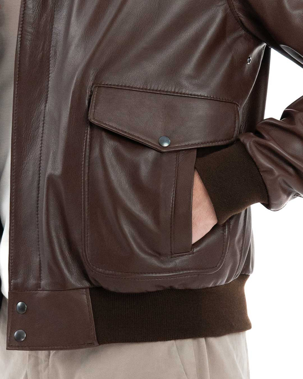MAVERICK SH Giubbotto Aviatore Top Gun da uomo in vera pelle marrone effetto tamponato