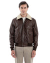 MAVERICK SH - Men's Top Gun aviator jacket in genuine brown leather with a tamponato finish