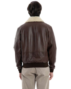 MAVERICK SH Giubbotto Aviatore Top Gun da uomo in vera pelle marrone effetto tamponato