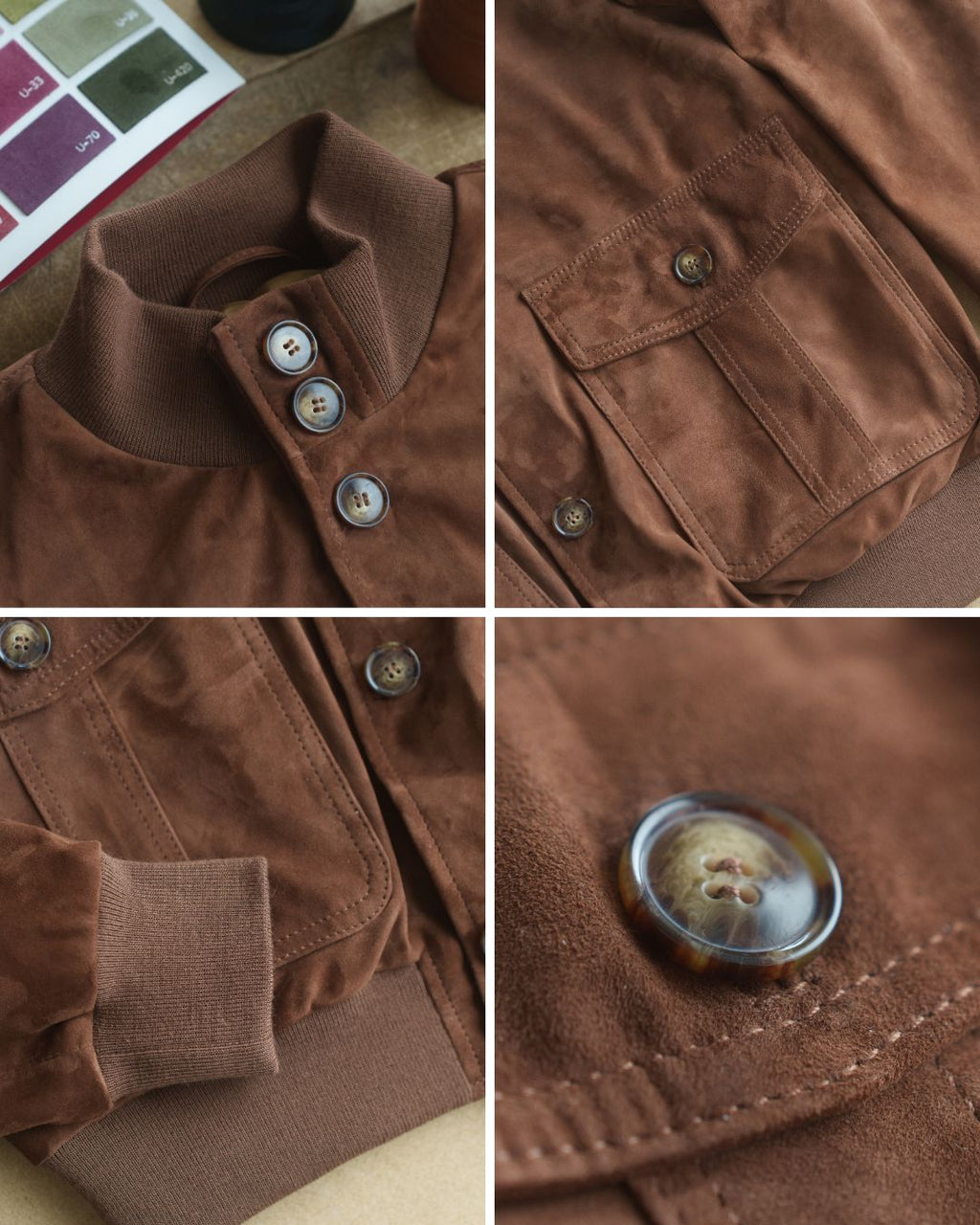 OLIVER Bomber con bottoni da uomo in vera pelle scamosciata cuoio
