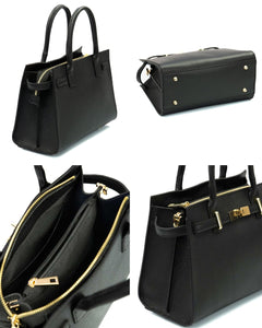 CELINE Borsa a mano in vera pelle martellata colore nero con tracolla