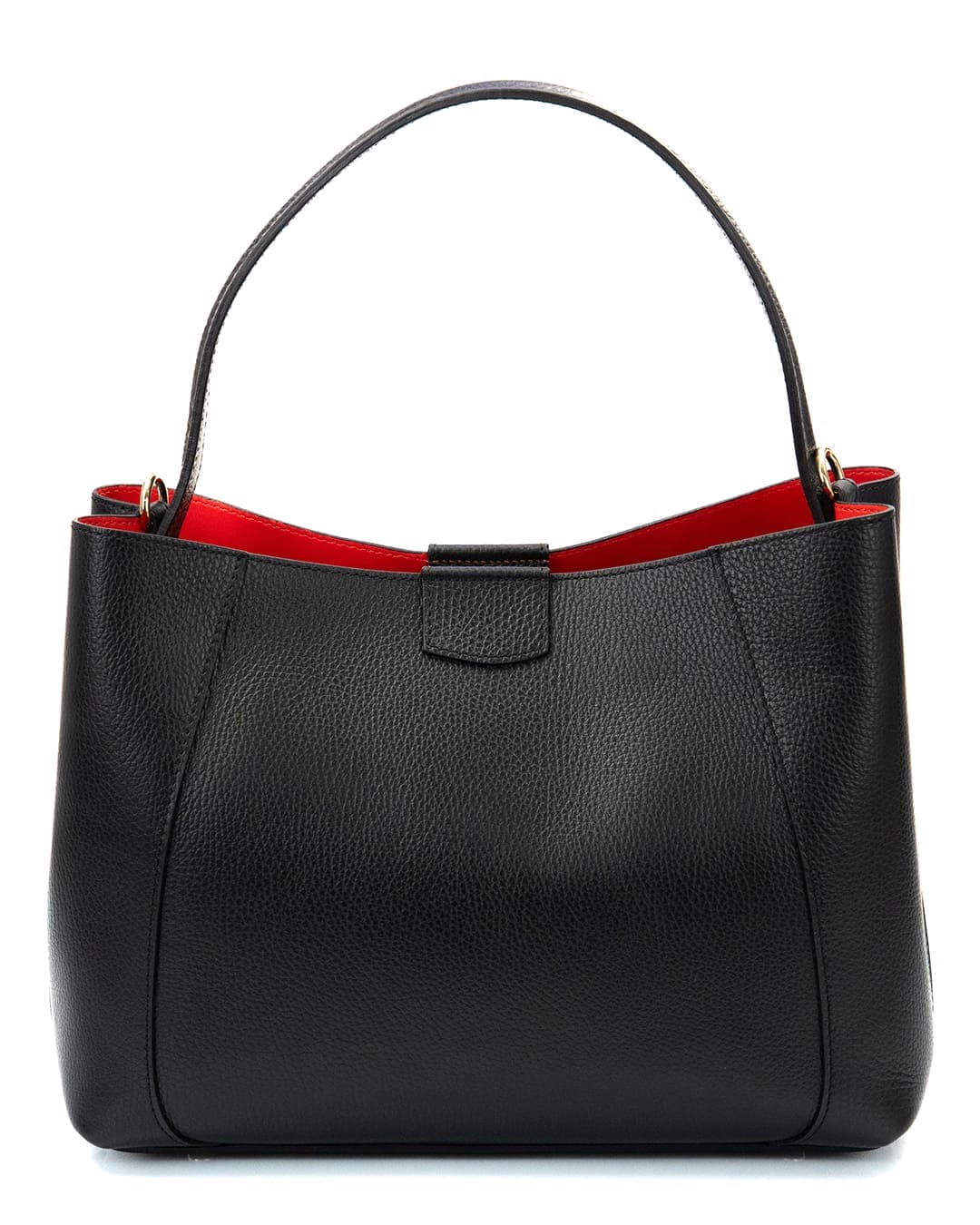 MARGOT Borsa a spalla in vera pelle martellata colore nero con tracolla