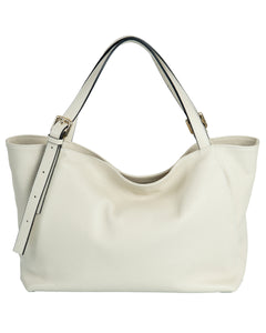 MELISSA Borsa a spalla in vera pelle martellata colore beige con manici regolabili