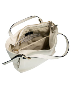 MELISSA Borsa a spalla in vera pelle martellata colore beige con manici regolabili