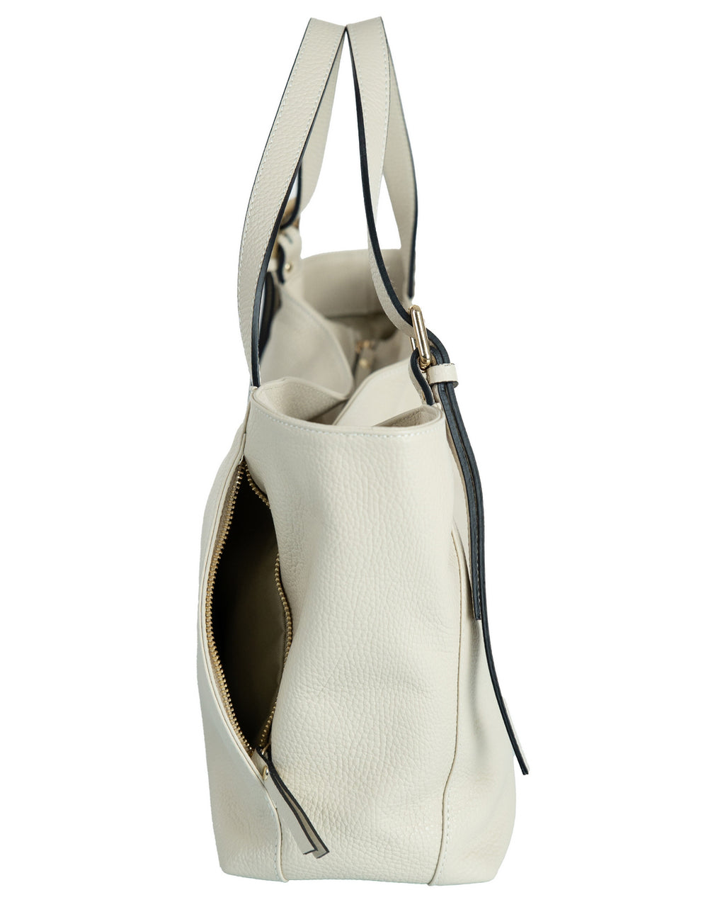 MELISSA Borsa a spalla in vera pelle martellata colore beige con manici regolabili