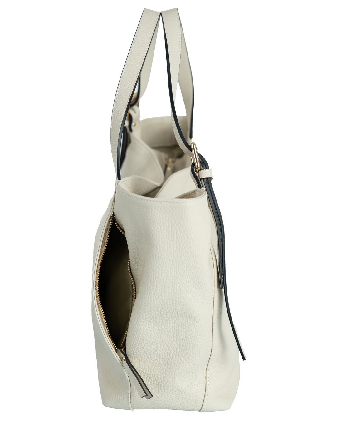 MELISSA Borsa a spalla in vera pelle martellata colore beige con manici regolabili