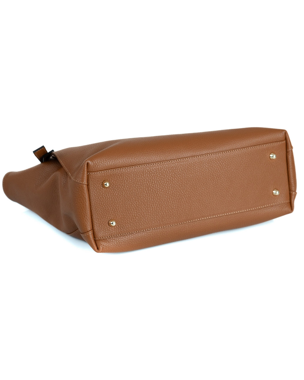 MELISSA Borsa a spalla in vera pelle martellata colore cuoio con manici regolabili