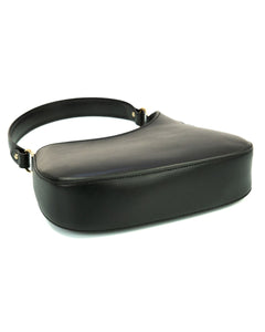 DAFNE Borsa hobo a spalla in vera pelle saffiano colore nero con tracolla
