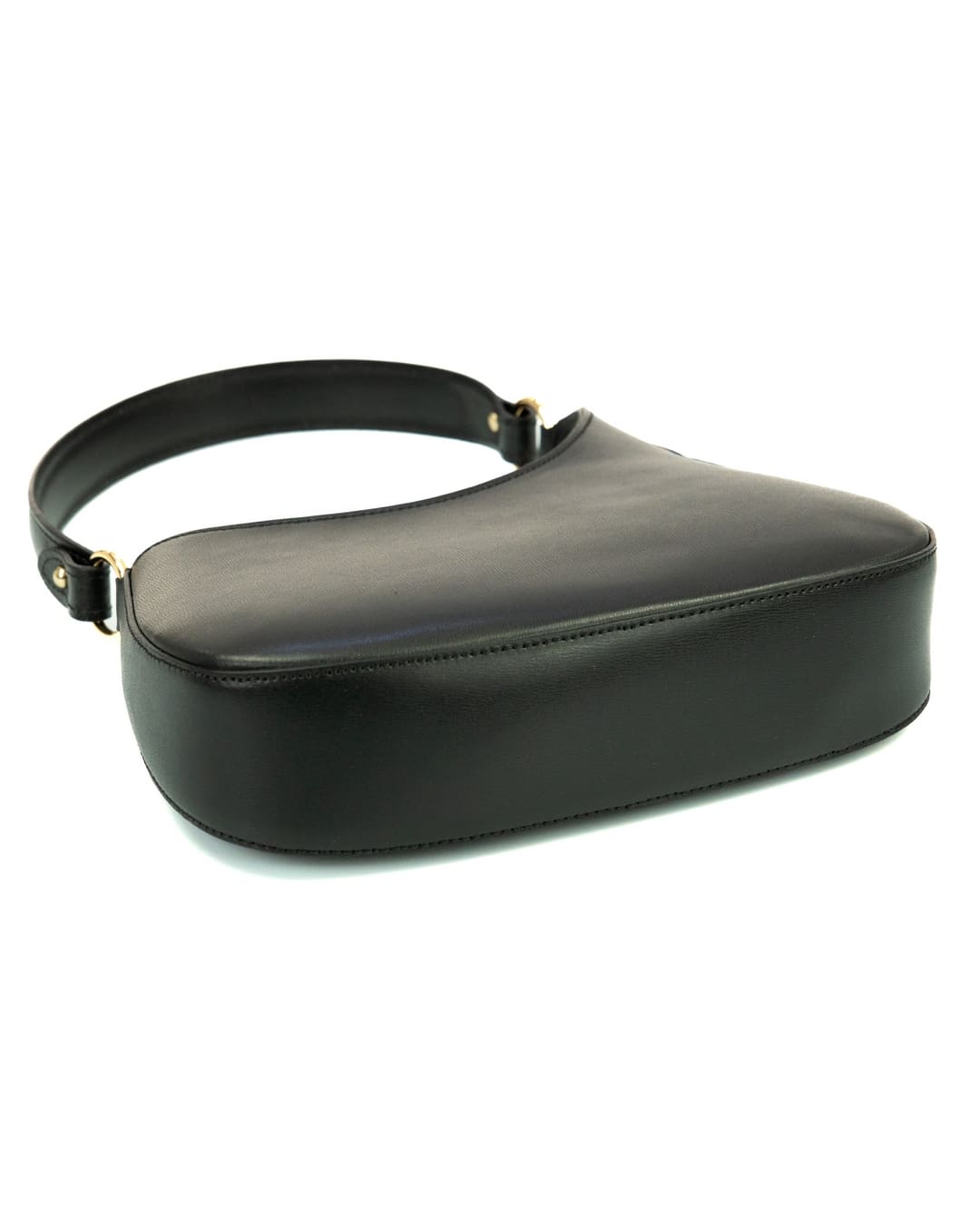 DAFNE Borsa hobo a spalla in vera pelle saffiano colore nero con tracolla
