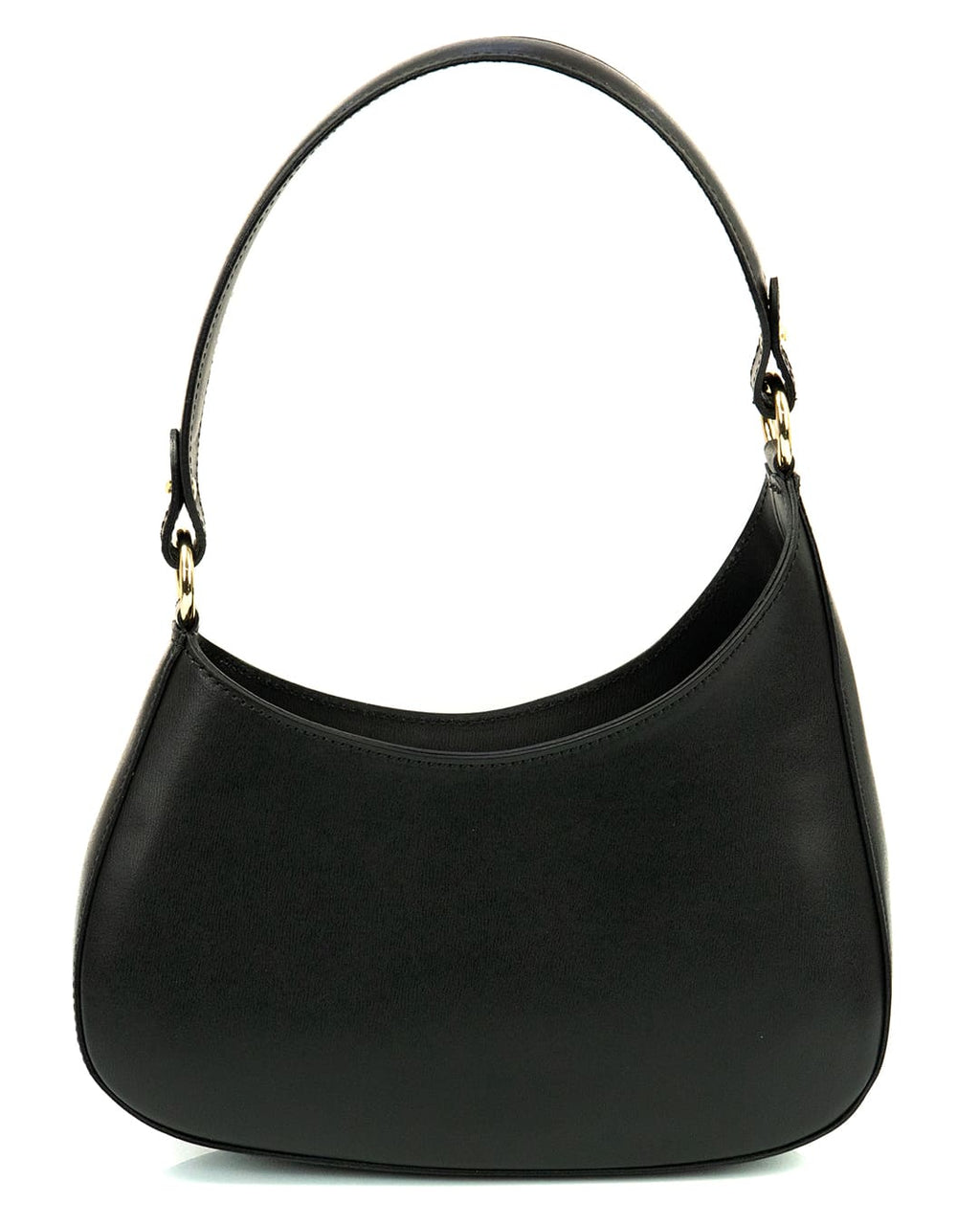 DAFNE Borsa hobo a spalla in vera pelle saffiano colore nero con tracolla