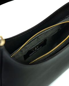 DAFNE Borsa hobo a spalla in vera pelle saffiano colore nero con tracolla