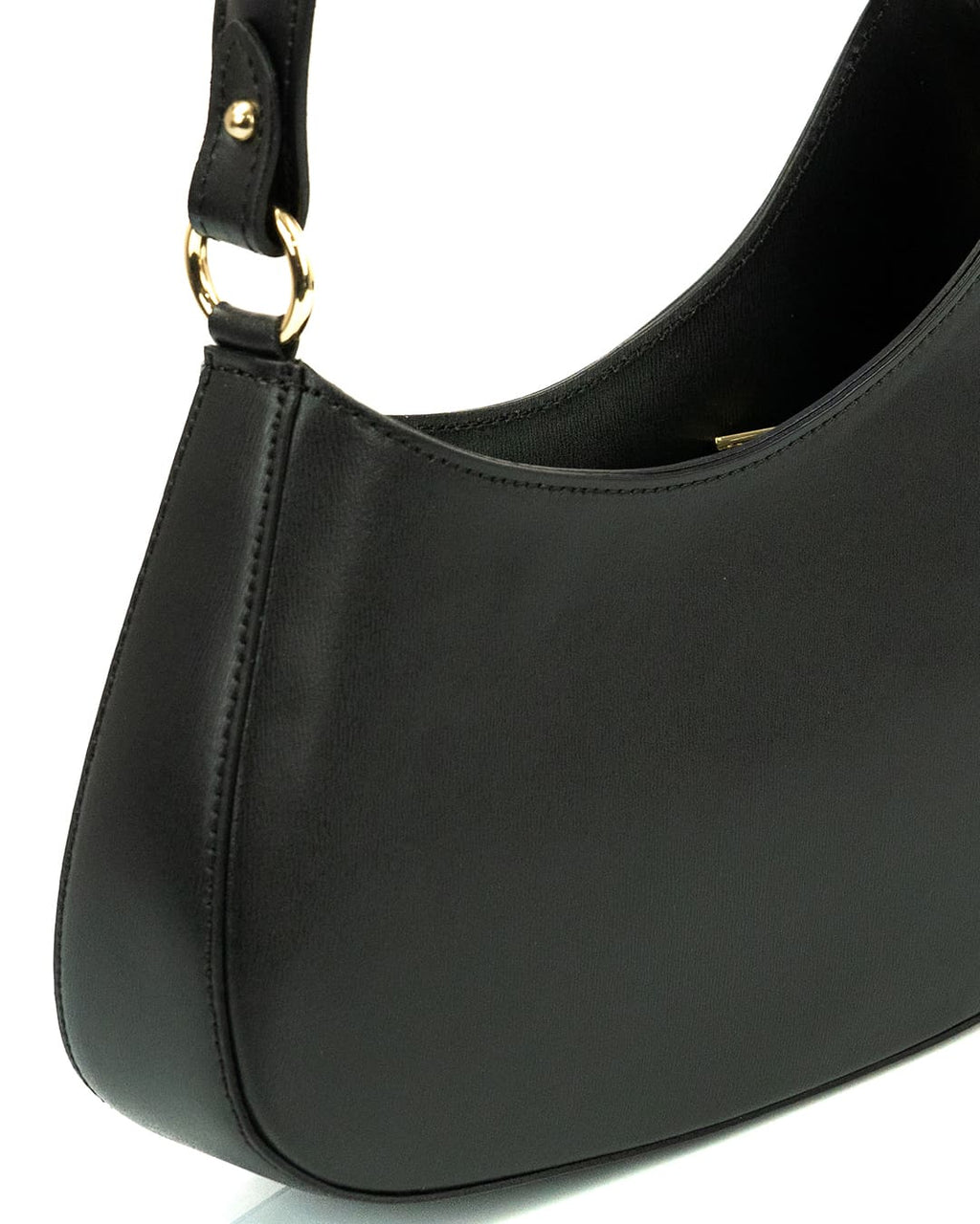 DAFNE Borsa hobo a spalla in vera pelle saffiano colore nero con tracolla