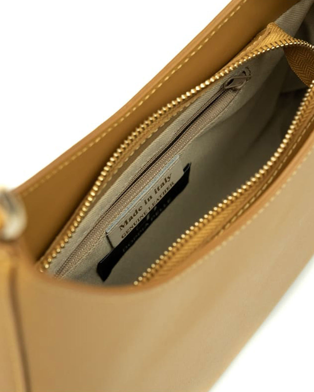 DAFNE Borsa hobo a spalla in vera pelle saffiano colore senape con tracolla
