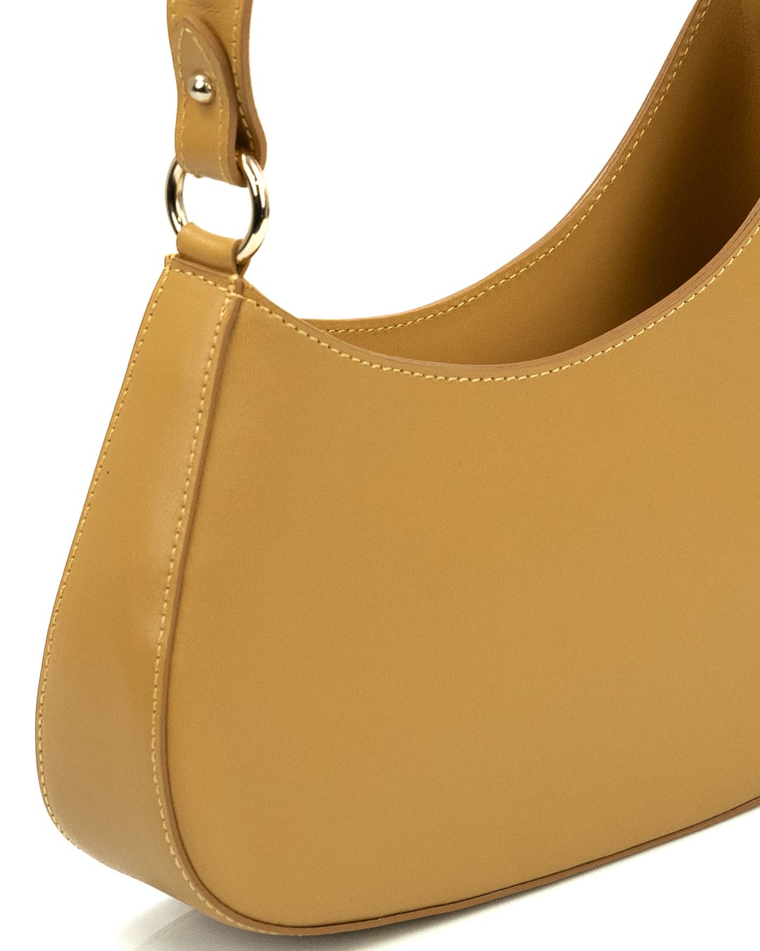DAFNE Borsa hobo a spalla in vera pelle saffiano colore senape con tracolla