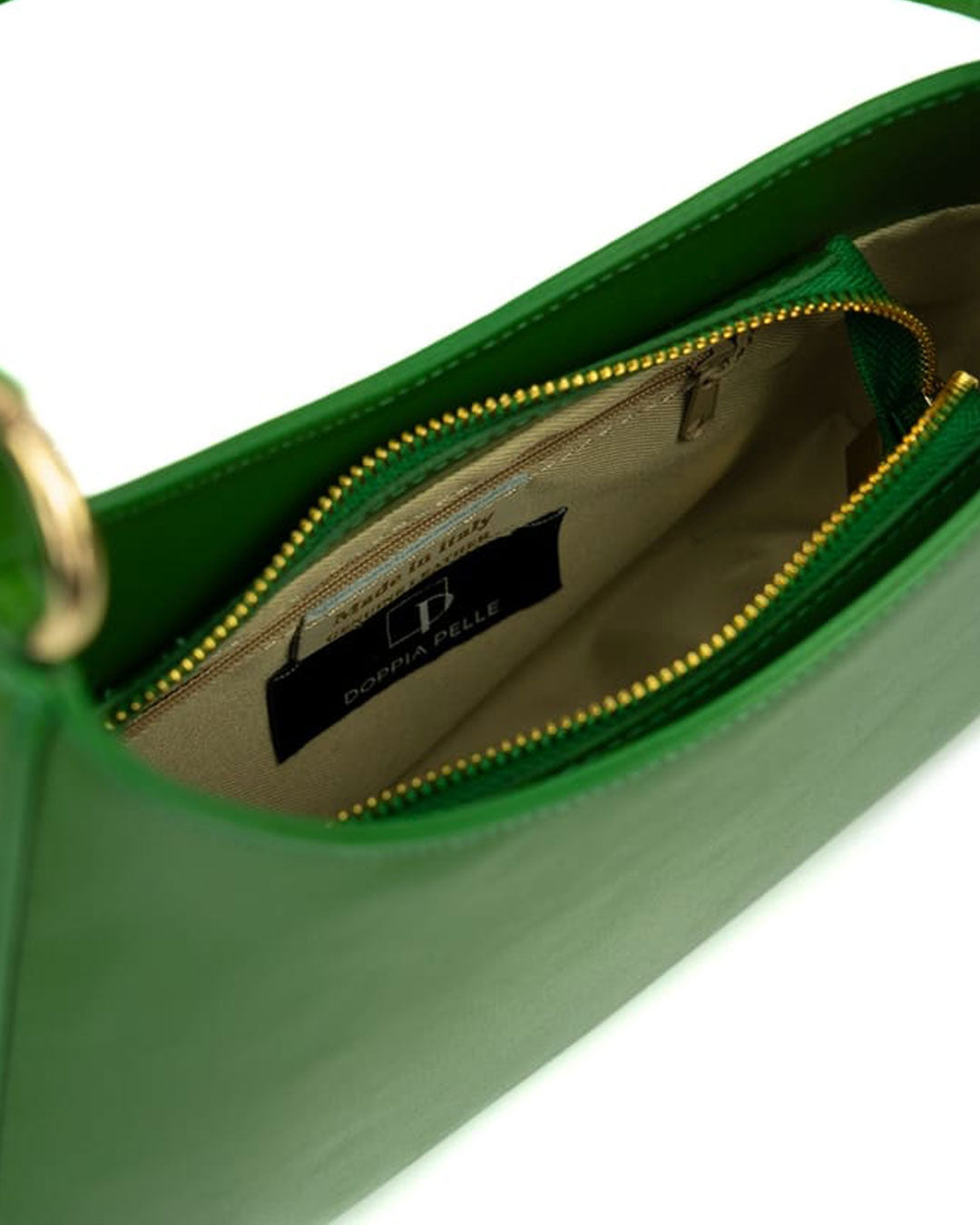 DAFNE Borsa hobo a spalla in vera pelle saffiano colore verde con tracolla