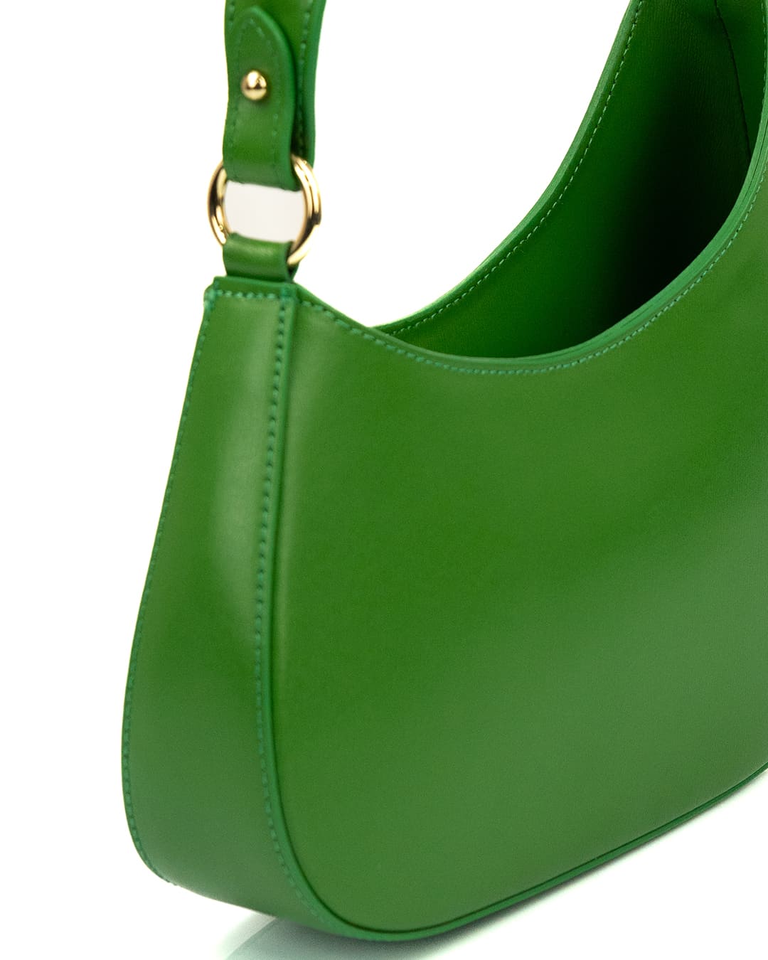 DAFNE Borsa hobo a spalla in vera pelle saffiano colore verde con tracolla