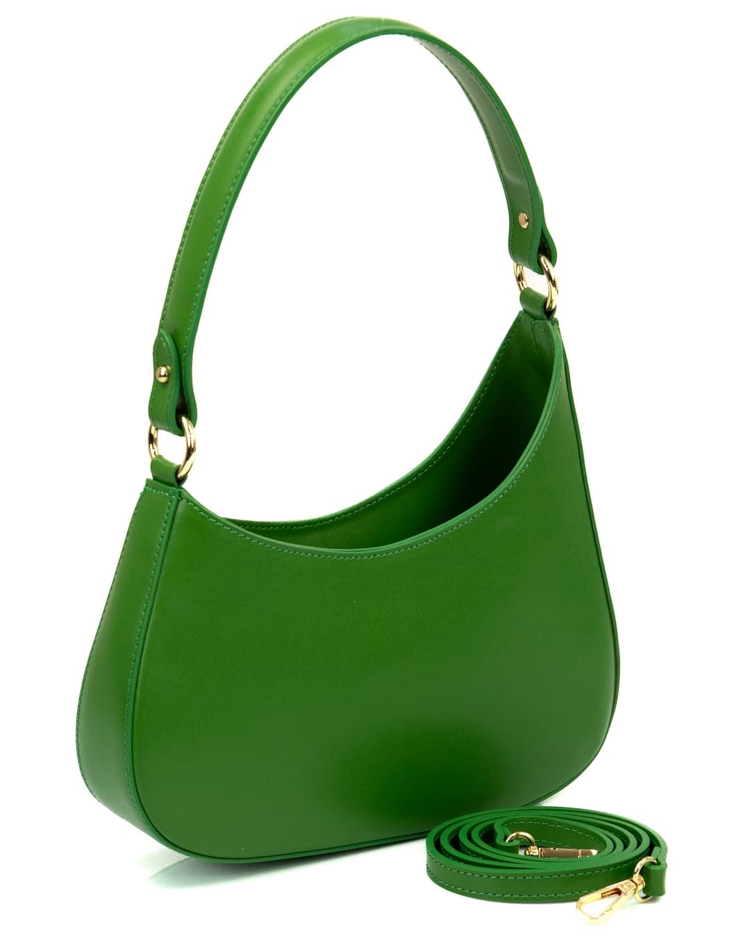 DAFNE Borsa hobo a spalla in vera pelle saffiano colore verde con tracolla