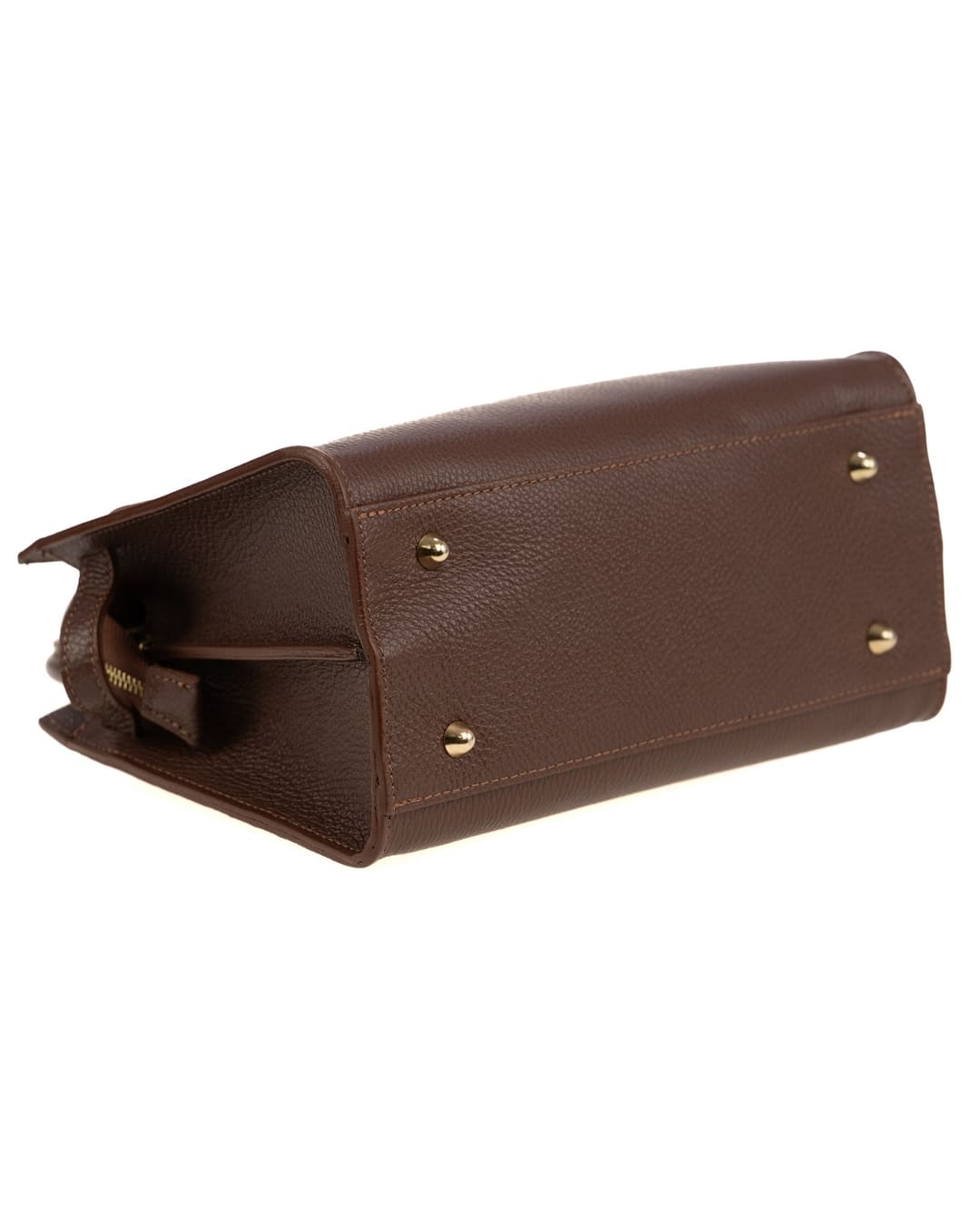 CELINE Borsa a mano in vera pelle martellata colore cioccolato con tracolla