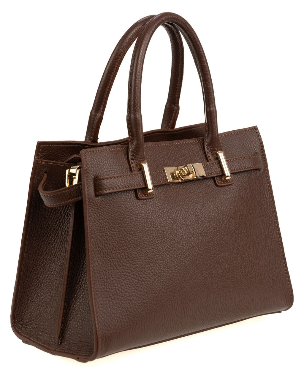 CELINE Borsa a mano in vera pelle martellata colore cioccolato con tracolla