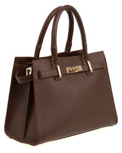 CELINE Borsa a mano in vera pelle martellata colore cioccolato con tracolla