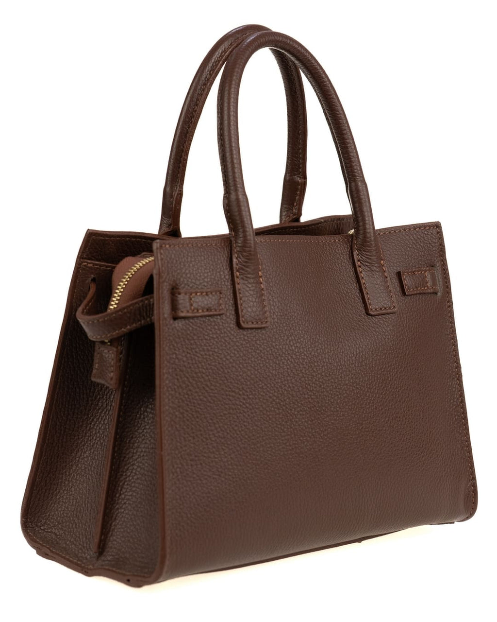 CELINE Borsa a mano in vera pelle martellata colore cioccolato con tracolla