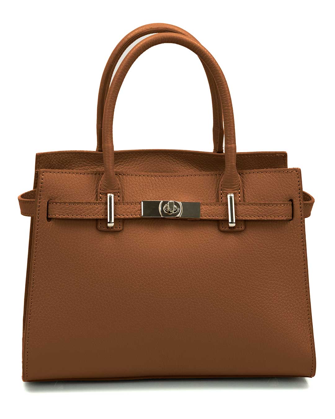 CELINE Borsa a mano in vera pelle martellata colore cuoio con tracolla