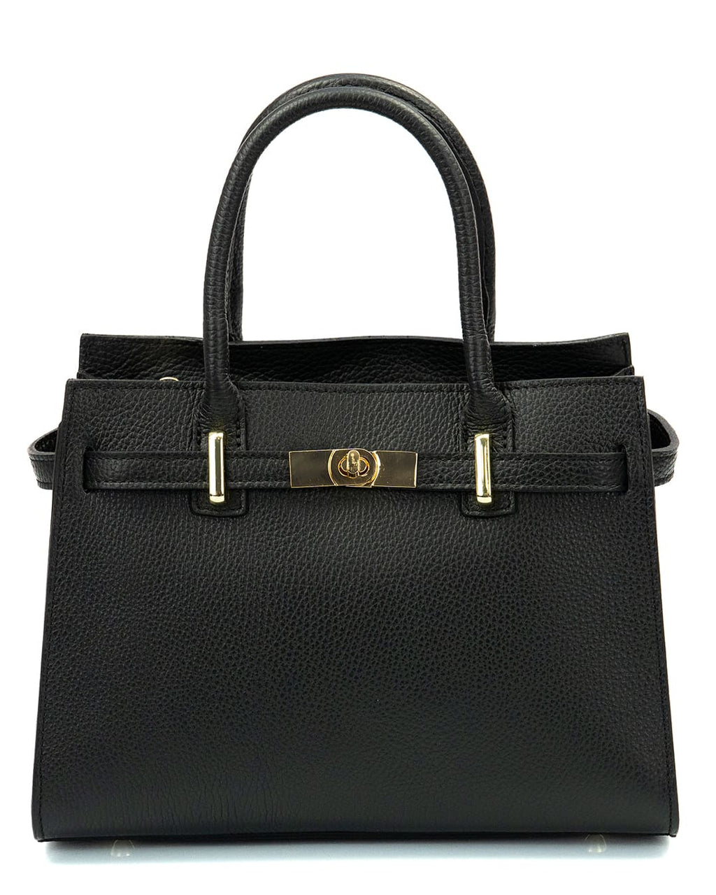 Borsa a mano in vera pelle martellata colore nero con tracolla
