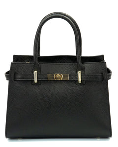 Borsa a mano in vera pelle martellata colore nero con tracolla