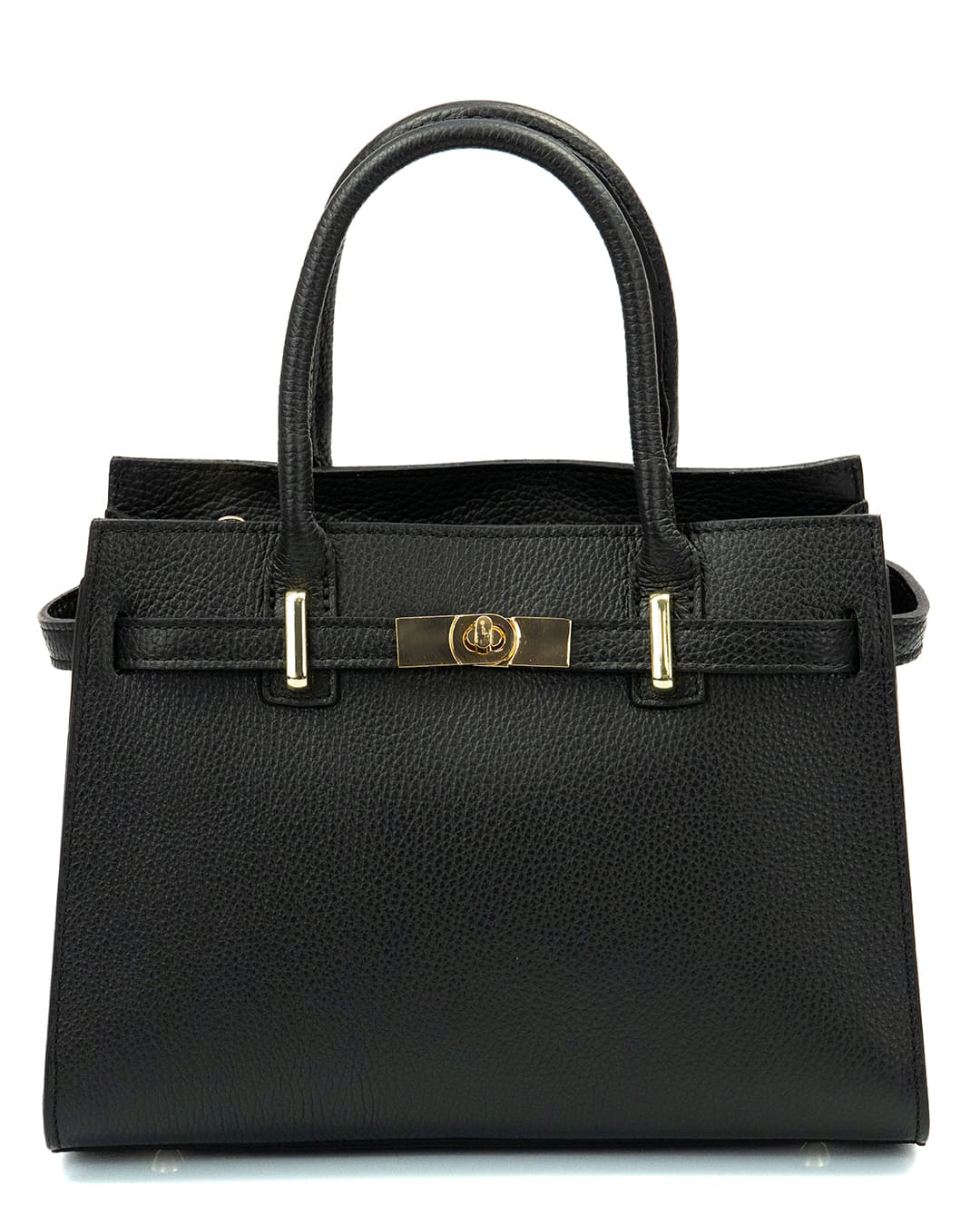 Borsa a mano in vera pelle martellata colore nero con tracolla
