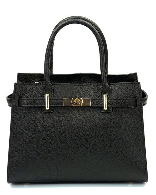 Borsa a mano in vera pelle martellata colore nero con tracolla