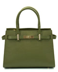 CELINE Borsa a mano in vera pelle martellata colore verde militare con tracolla
