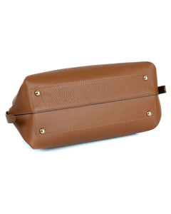 AURA Borsa a mano in vera pelle martellata colore cuoio con tracolla
