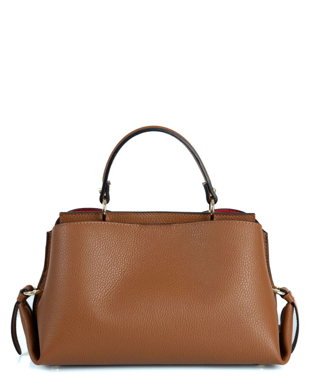 AURA Borsa a mano in vera pelle martellata colore cuoio con tracolla