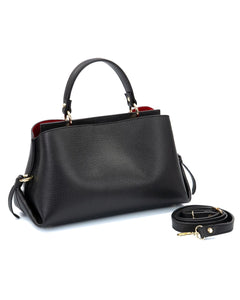 AURA Borsa a mano in vera pelle martellata colore nero con tracolla