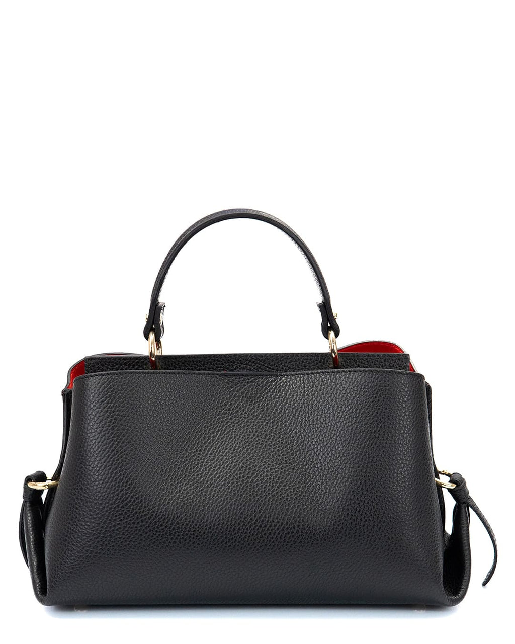 AURA Borsa a mano in vera pelle martellata colore nero con tracolla